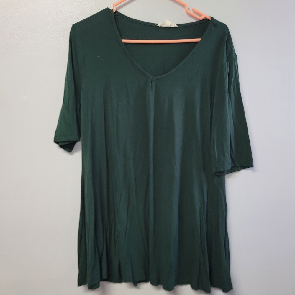 Urban Diction Womens XL Green V-Neck Short Sleeve Tunic T-Shirt